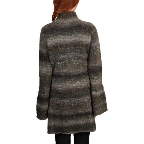 PrAna Amber Duster Sweater Cardigan Wool Blend Button Front Tan Gray Medium - Picture 3 of 14